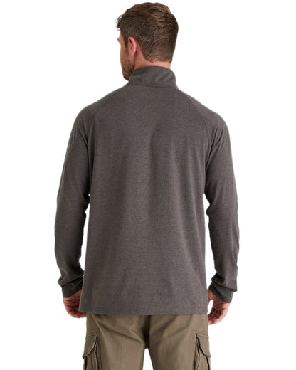 Light Bark Marl Coloured Ridgeline Baseline Pull On Zip Top on white background #colour_light-bark-marl