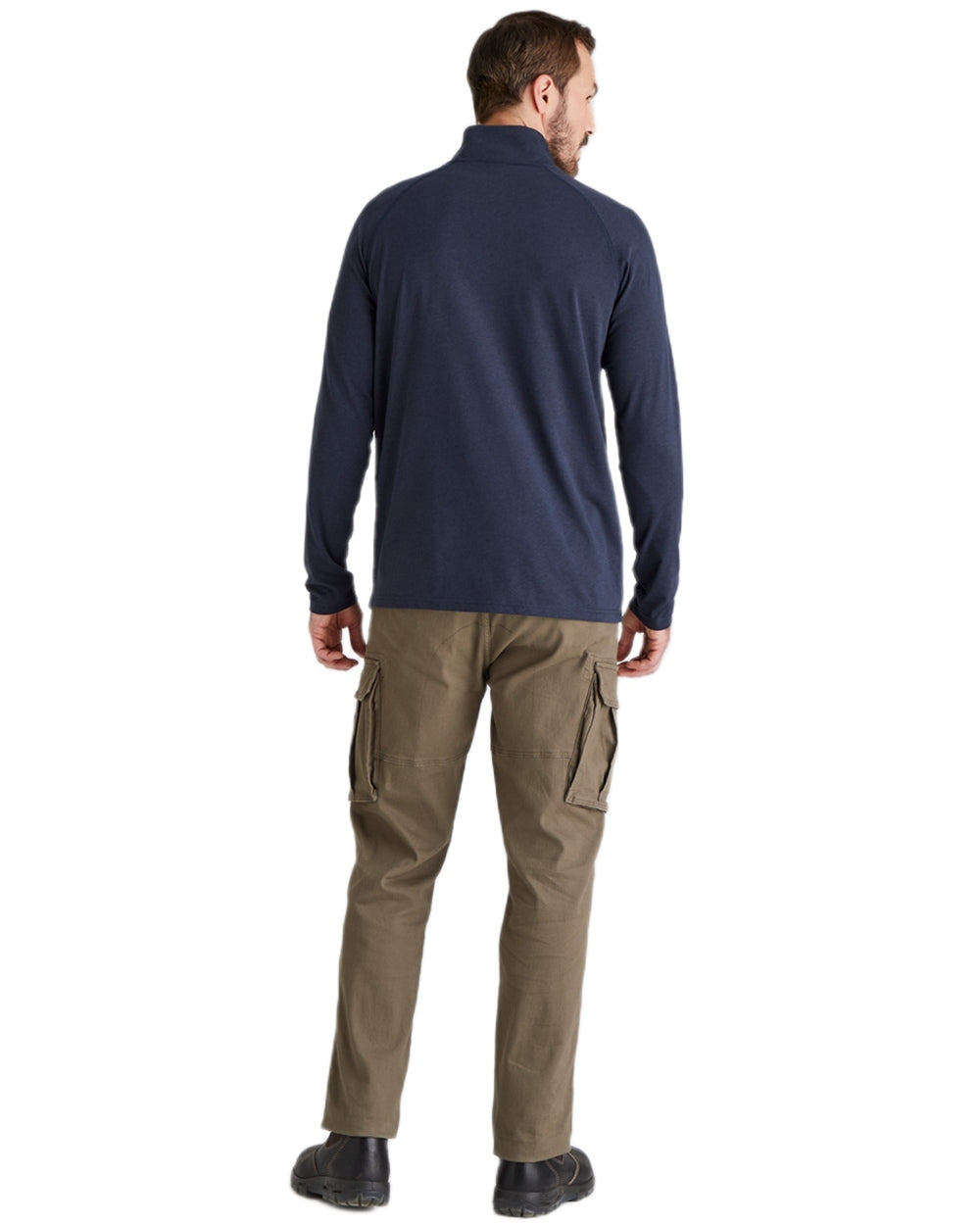 Navy Marl Coloured Ridgeline Baseline Pull On Zip Top on white background #colour_navy-marl