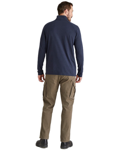 Navy Marl Coloured Ridgeline Baseline Pull On Zip Top on white background #colour_navy-marl