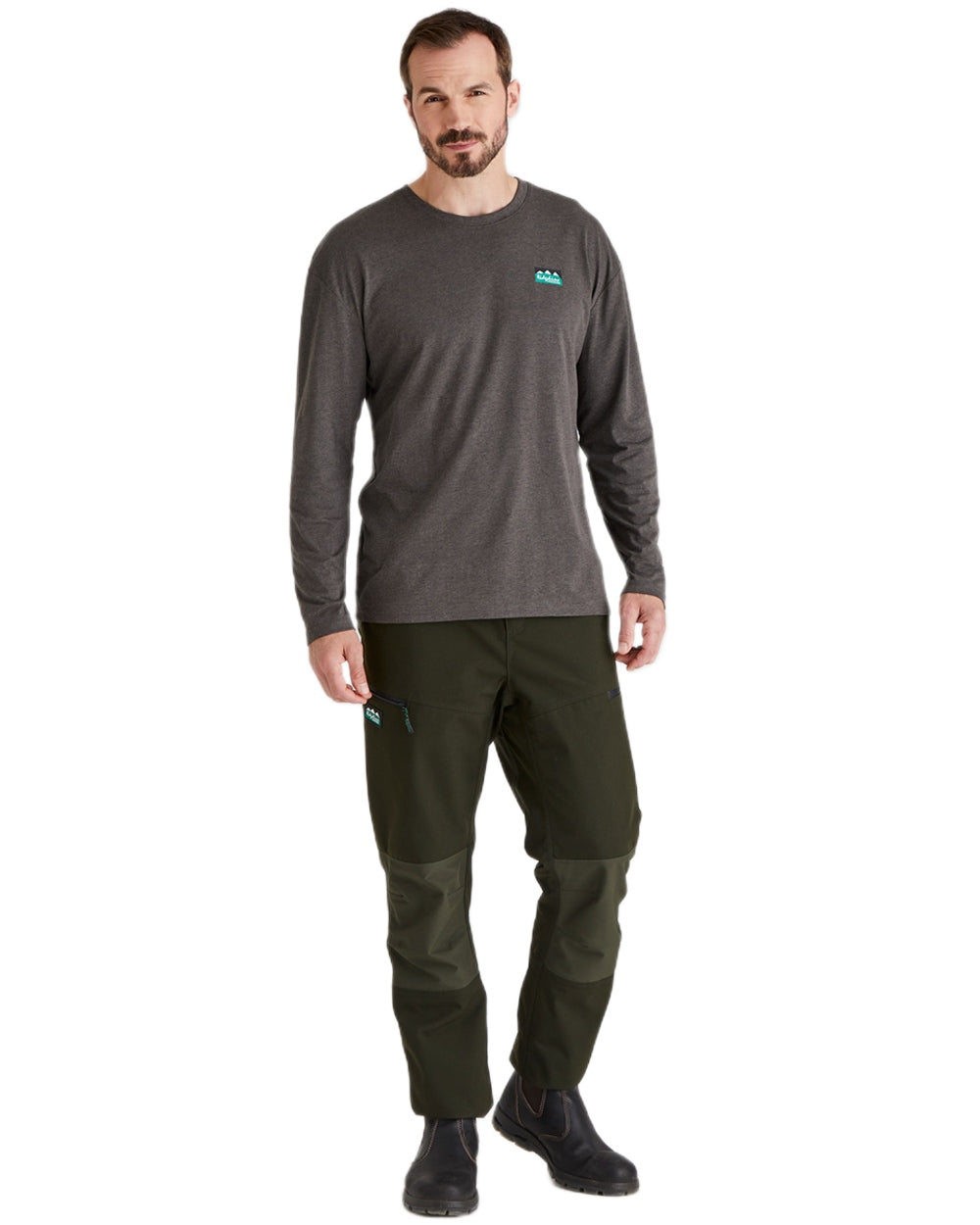 Light Bark Marl Coloured Ridgeline Baseline Top on white background #colour_light-bark-marl