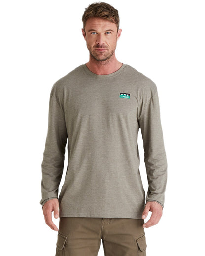 Smokey Olive Marl Coloured Ridgeline Baseline Top on white background #colour_smokey-olive-marl