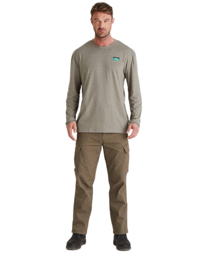 Smokey Olive Marl Coloured Ridgeline Baseline Top on white background #colour_smokey-olive-marl