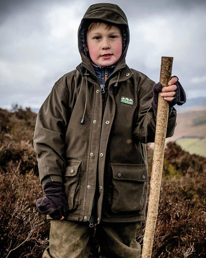 Deep Forest coloured Ridgeline Childrens Spiker Jacket on white background #colour_deep-forest