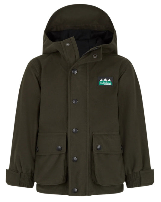 Deep Forest coloured Ridgeline Childrens Spiker Jacket on white background #colour_deep-forest