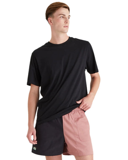 Black Dusky Pink Coloured Ridgeline Hose Down Shorts on white background #colour_black-dusky-pink