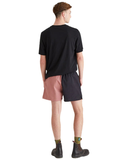 Black Dusky Pink Coloured Ridgeline Hose Down Shorts on white background #colour_black-dusky-pink