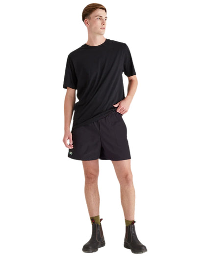 Black Coloured Ridgeline Hose Down Shorts on white background #colour_black