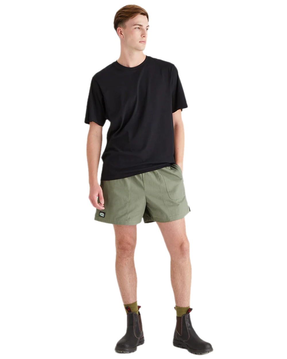 Khaki Green Coloured Ridgeline Hose Down Shorts on white background #colour_khaki-green