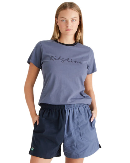 Navy Storm Coloured Ridgeline Hose Down Shorts on white background #colour_navy-storm