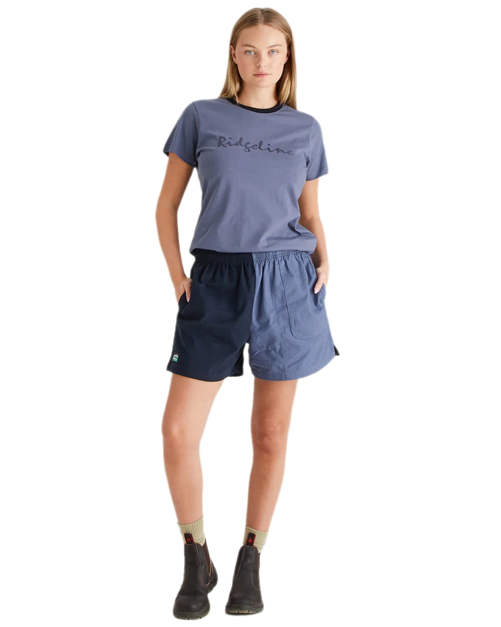 Navy Storm Coloured Ridgeline Hose Down Shorts on white background #colour_navy-storm