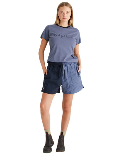 Navy Storm Coloured Ridgeline Hose Down Shorts on white background #colour_navy-storm