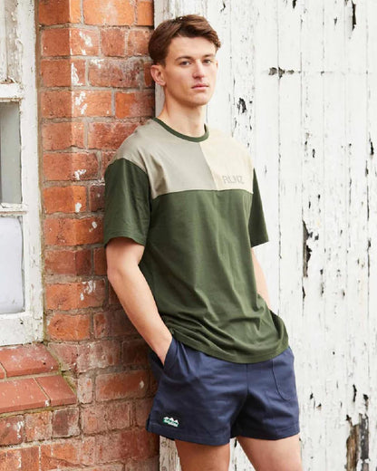 Navy Coloured Ridgeline Hose Down Shorts on outdoor background #colour_navy