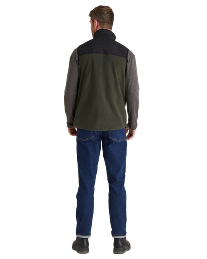 Deep Forest Black coloured Ridgeline Hybrid Fleece Gilet on white background #colour_deep-forest-black