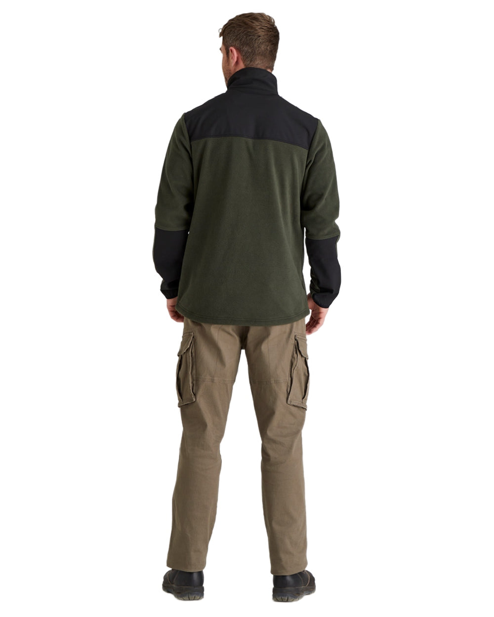 Deep Forest Black coloured Ridgeline Hybrid Fleece Jacket on white background #colour_deep-forest-black