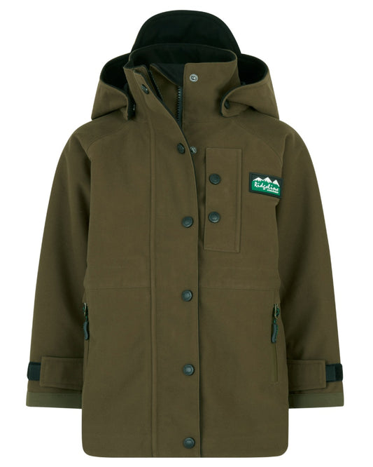Teak coloured Ridgeline Kids Monsoon Classic Jacket on white background #colour_teak
