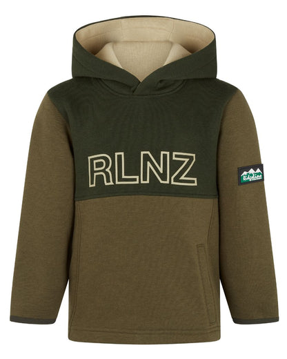 Olive coloured Ridgeline Kids NZ Hoodie on white background #colour_olive