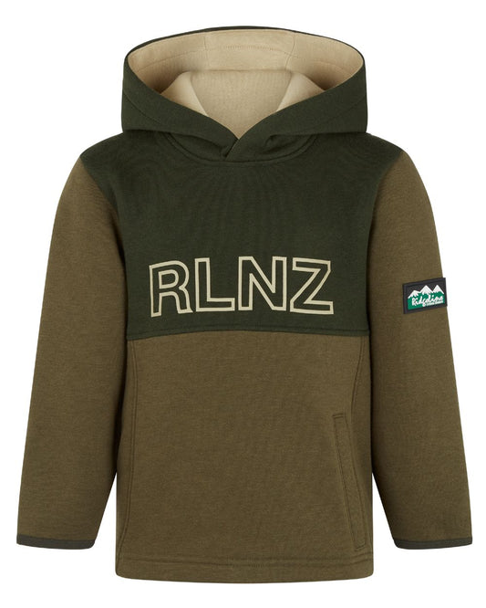Olive coloured Ridgeline Kids NZ Hoodie on white background #colour_olive