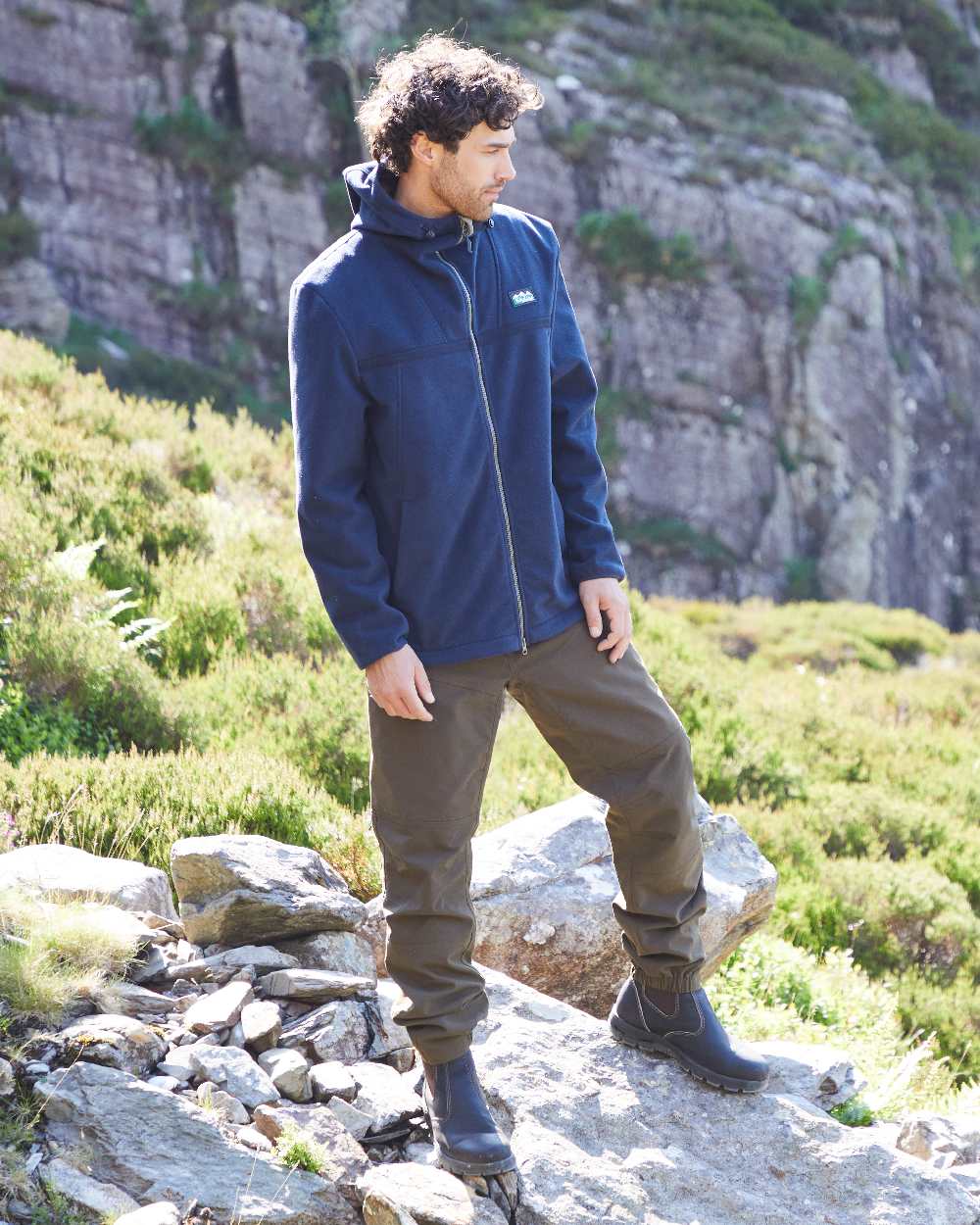 Navy Coloured Ridgeline Kodiak Fleece Jacket on outdoor background #colour_navy