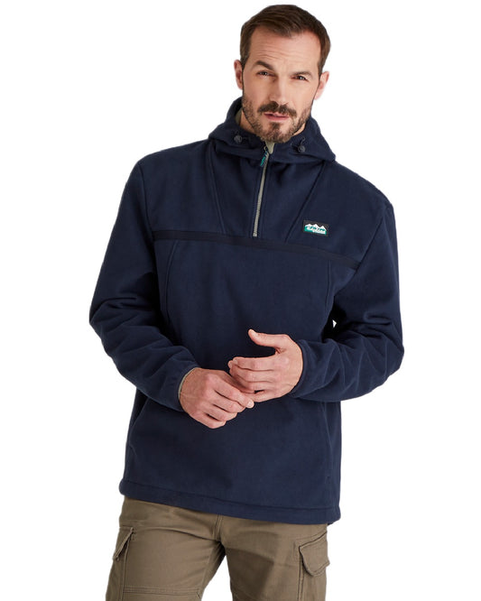 Navy Coloured Ridgeline Kodiak Fleece Smock on white background #colour_navy