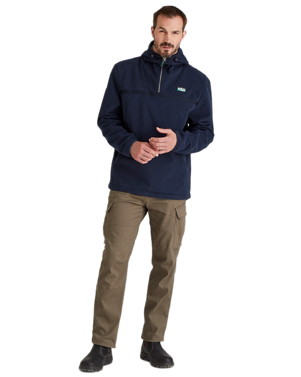 Navy Coloured Ridgeline Kodiak Fleece Smock on white background #colour_navy