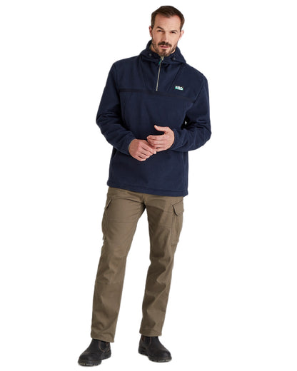 Navy Coloured Ridgeline Kodiak Fleece Smock on white background #colour_navy