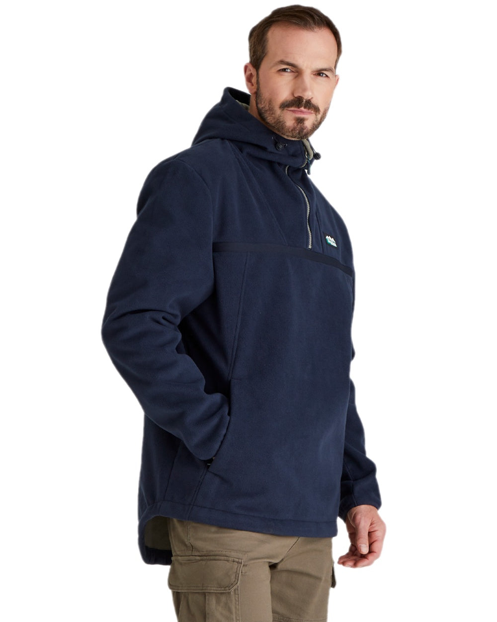 Navy Coloured Ridgeline Kodiak Fleece Smock on white background #colour_navy