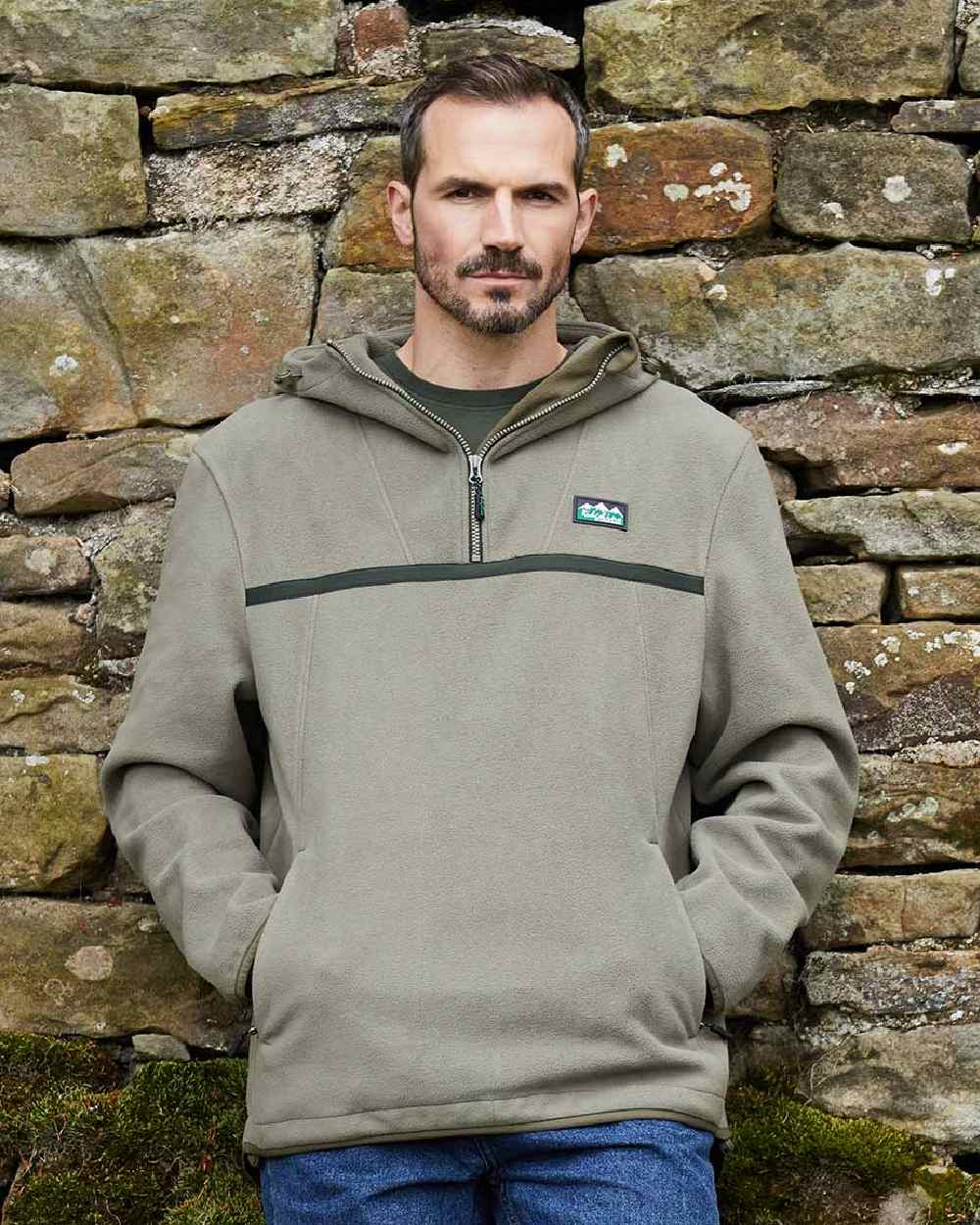 Smokey Olive Coloured Ridgeline Kodiak Fleece Smock on white background #colour_smokey-olive