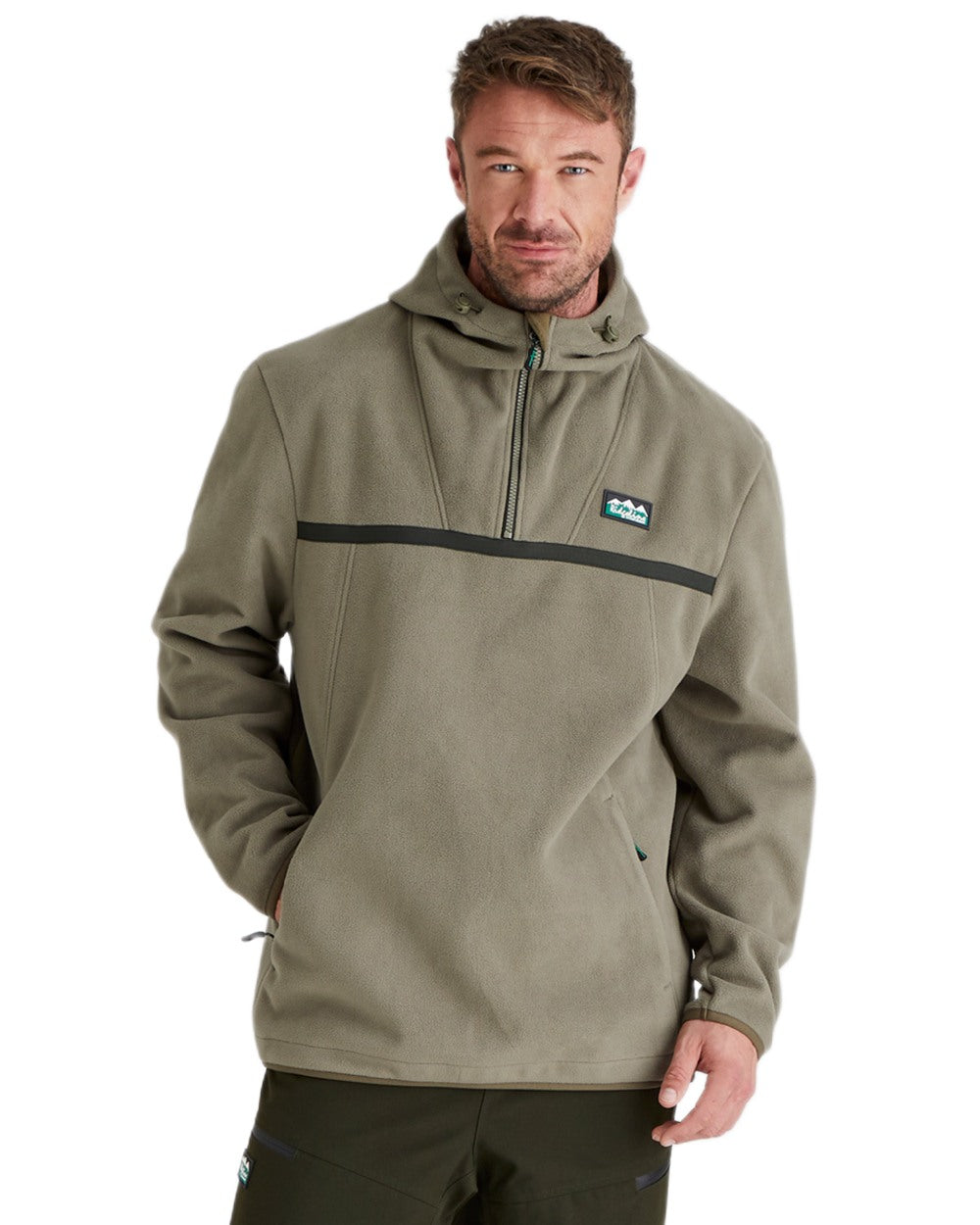 Smokey Olive Coloured Ridgeline Kodiak Fleece Smock on white background #colour_smokey-olive
