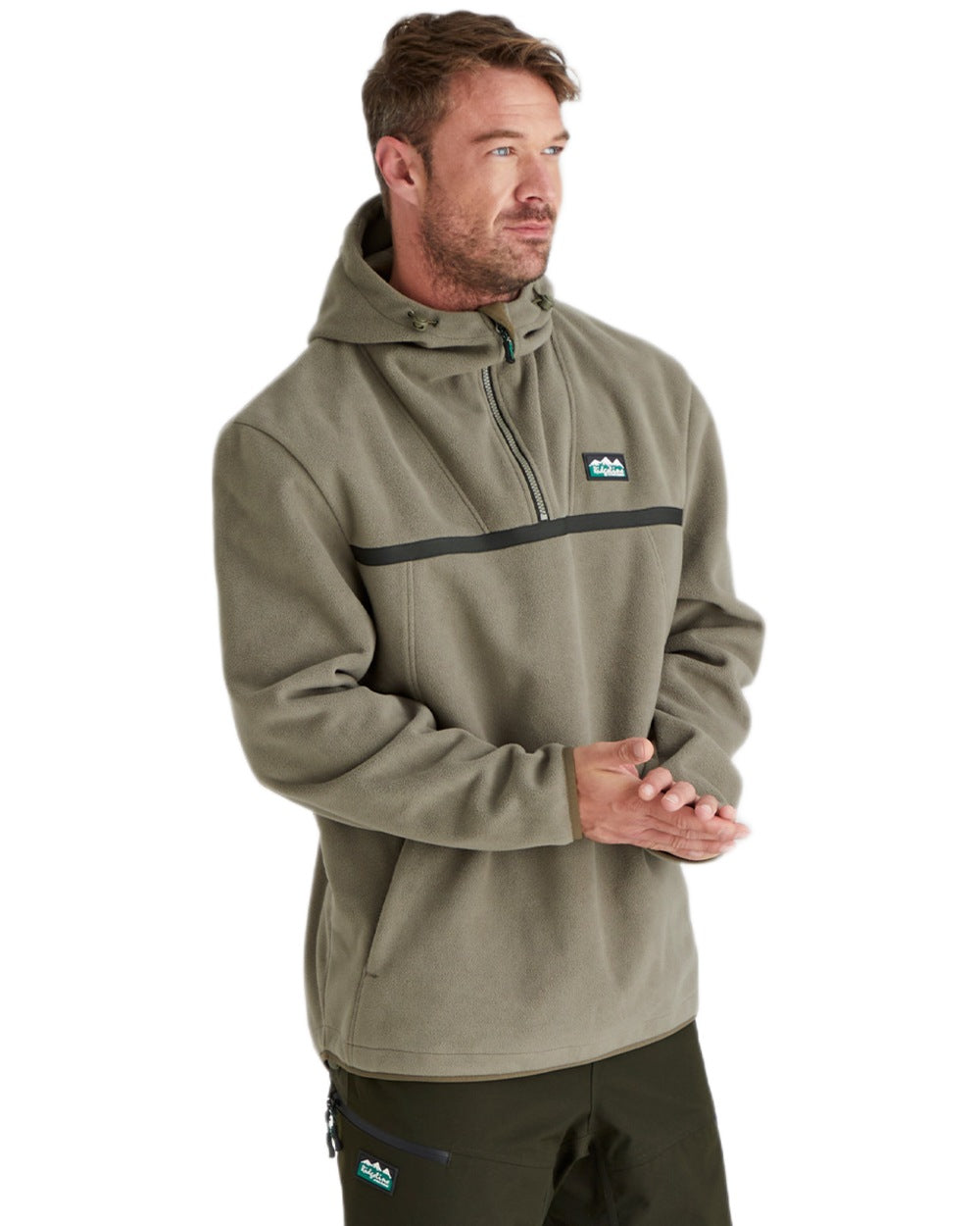 Smokey Olive Coloured Ridgeline Kodiak Fleece Smock on white background #colour_smokey-olive
