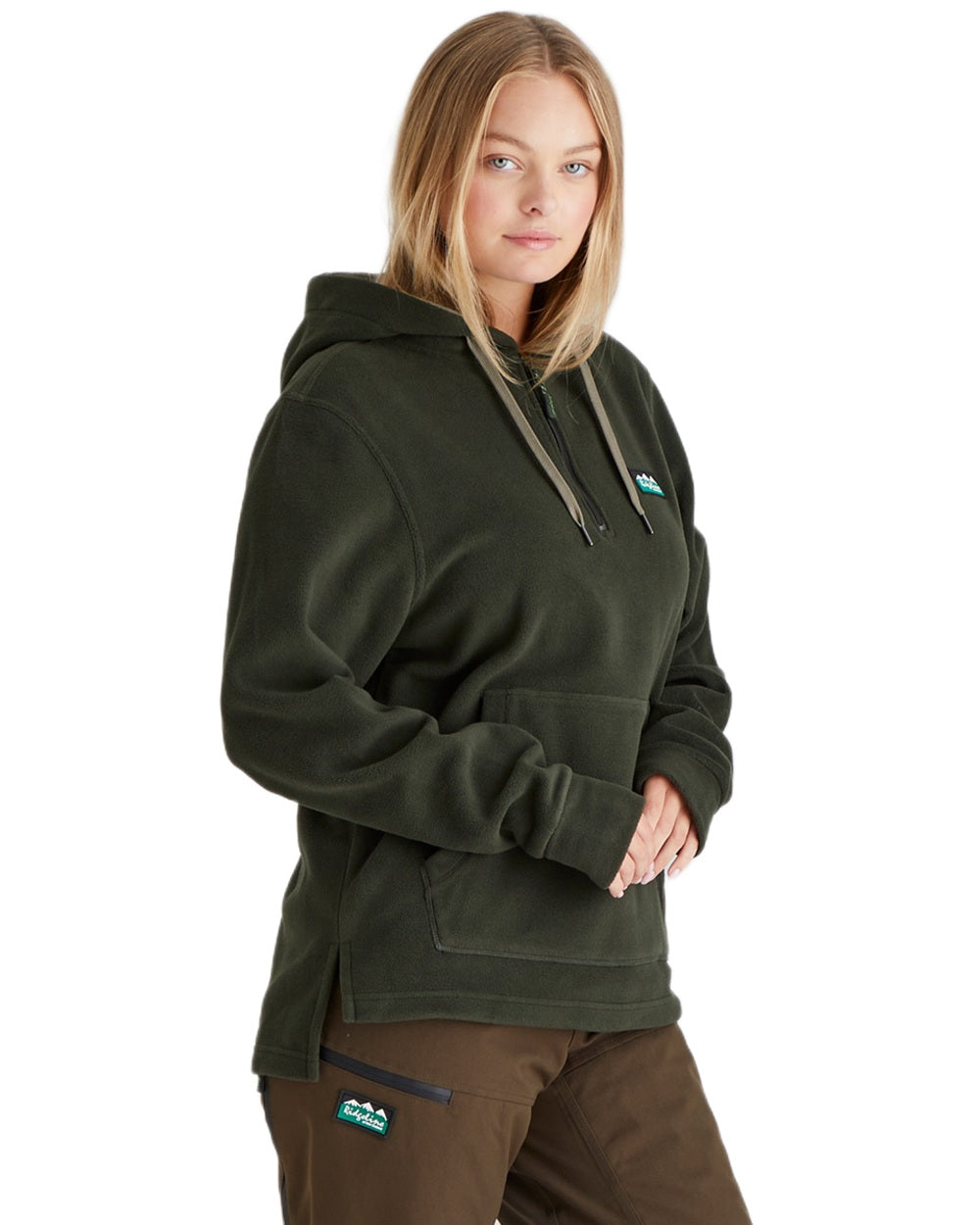 Deep Forest Coloured Ridgeline Ladies Ballistic Hoodie on white background #colour_deep-forest