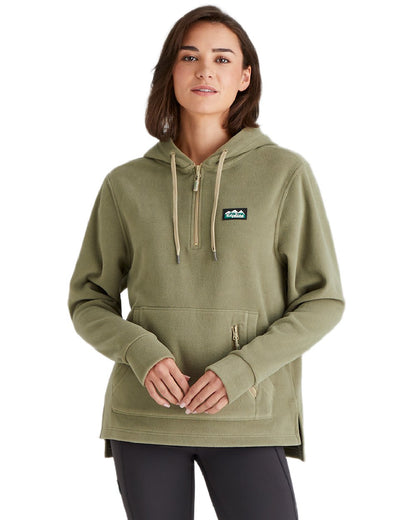 Khaki Green Coloured Ridgeline Ladies Ballistic Hoodie on white background #colour_khaki-green