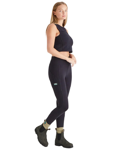 Black Print Coloured Ridgeline Ladies Infinity Leggings on white background #colour_black-print