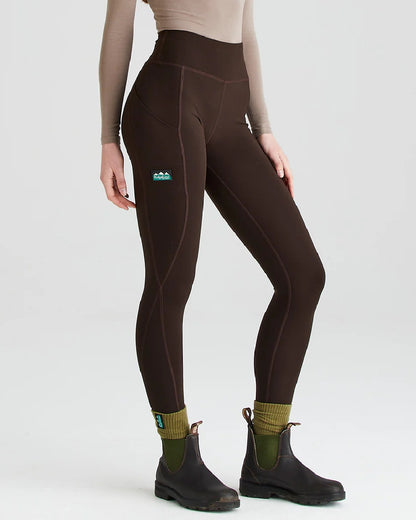 Deep Bark coloured Ridgeline Ladies Infinity Leggings on grey background #colour_deep-green