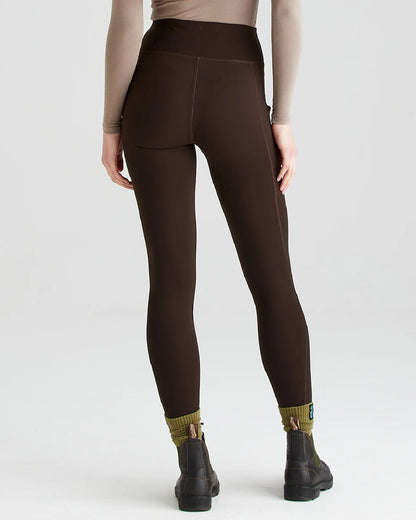 Deep Bark coloured Ridgeline Ladies Infinity Leggings on grey background #colour_deep-green