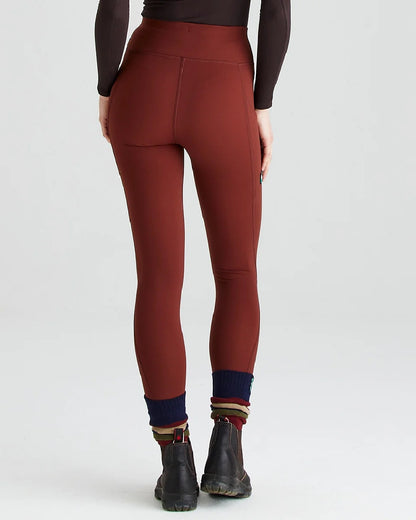 Oxblood coloured Ridgeline Ladies Infinity Leggings on grey background #colour_oxblood