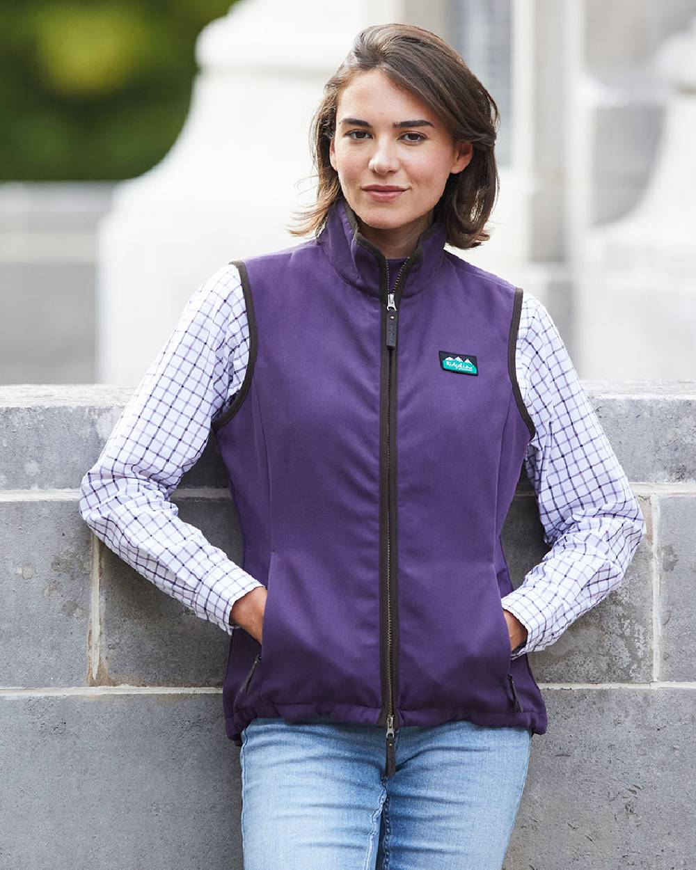 Nightshade Coloured Ridgeline Ladies Monarch Gilet on outdoor background #colour_nightshade