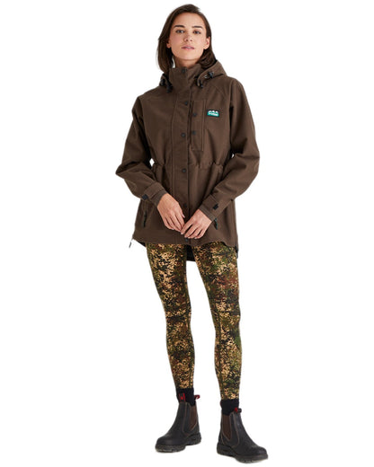 Bark Coloured Ridgeline Ladies Monsoon Classic Jacket on white background #colour_bark