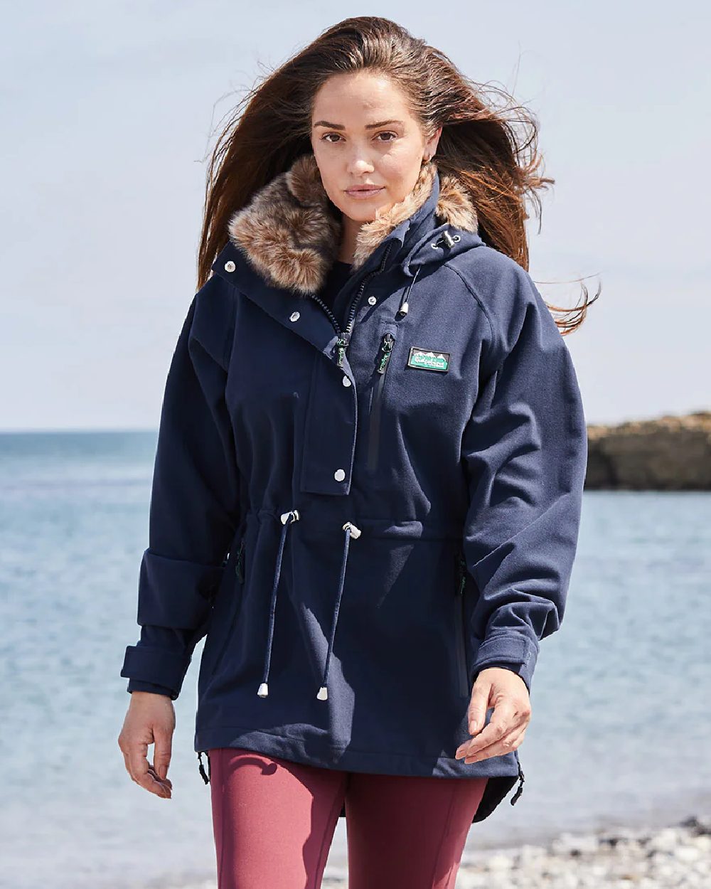 Navy Coloured Ridgeline Ladies Monsoon Nordic Smock on outdoor background #colour_navy