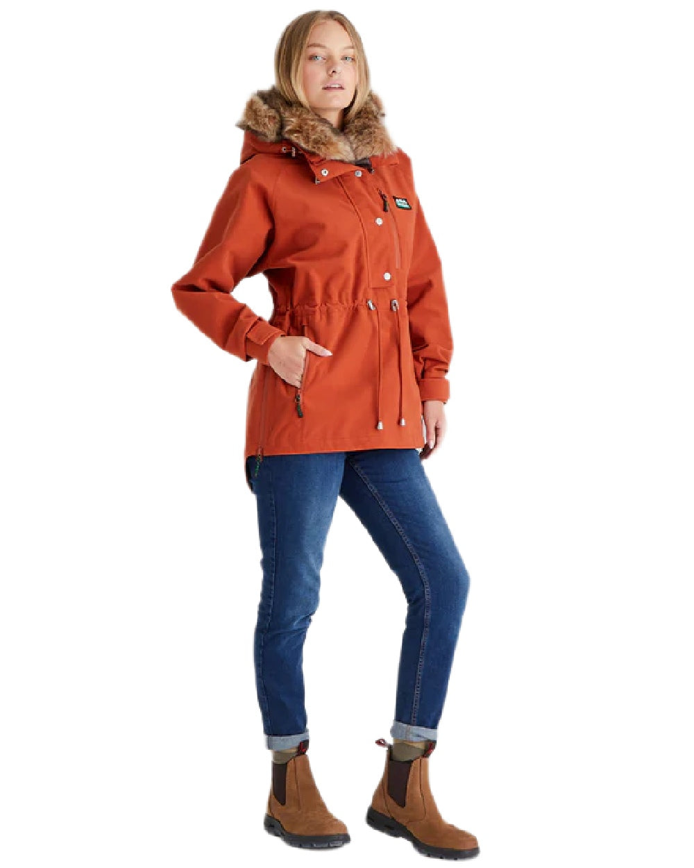 Russet Coloured Ridgeline Ladies Monsoon Nordic Smock on white background #colour_russet