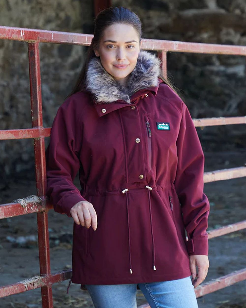 Winter Berry Coloured Ridgeline Ladies Monsoon Nordic Smock on outdoor background #colour_winter-berry