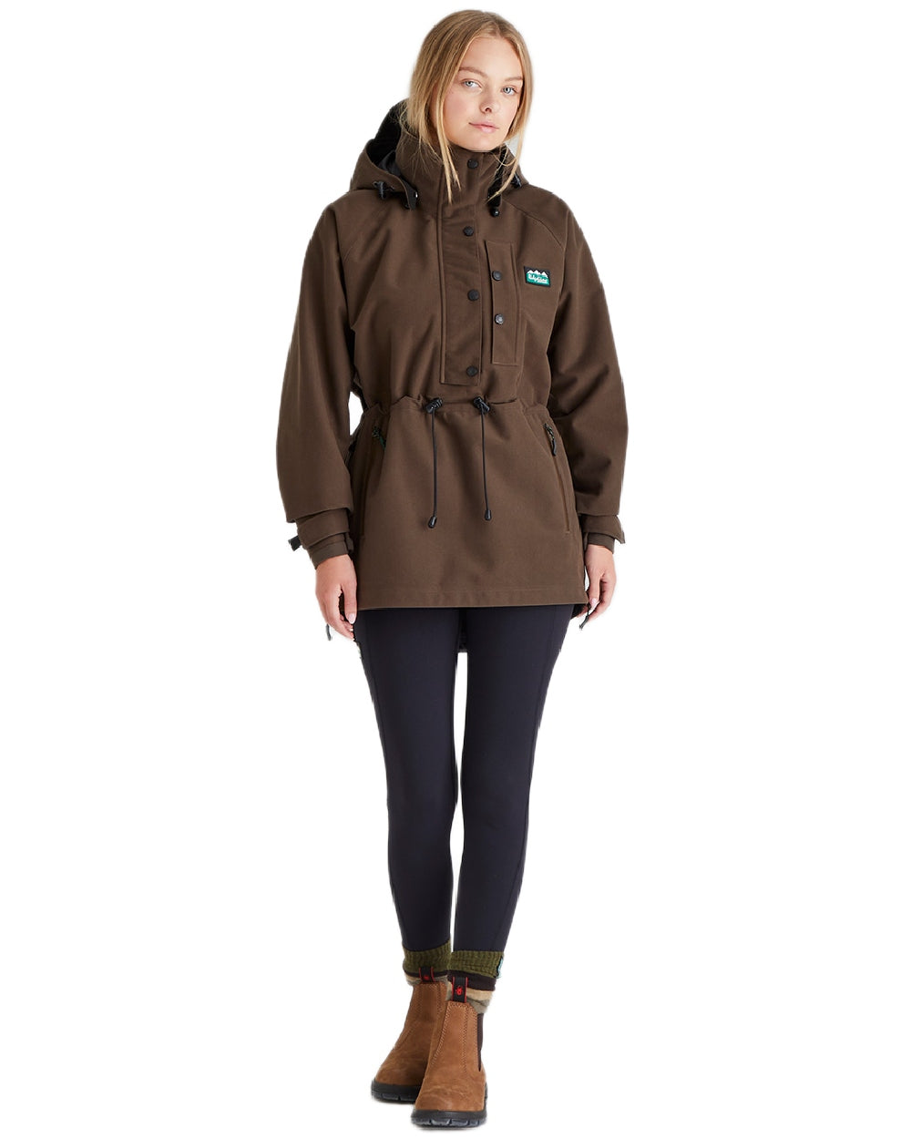Bark Coloured Ridgeline Ladies Monsoon Waterproof Smock on white background #colour_bark