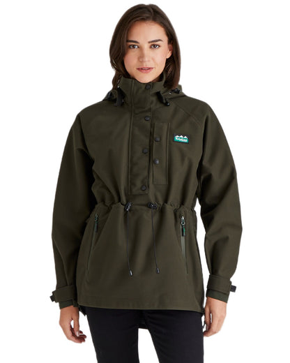 Deep Forest Coloured Ridgeline Ladies Monsoon Waterproof Smock on white background #colour_deep-forest