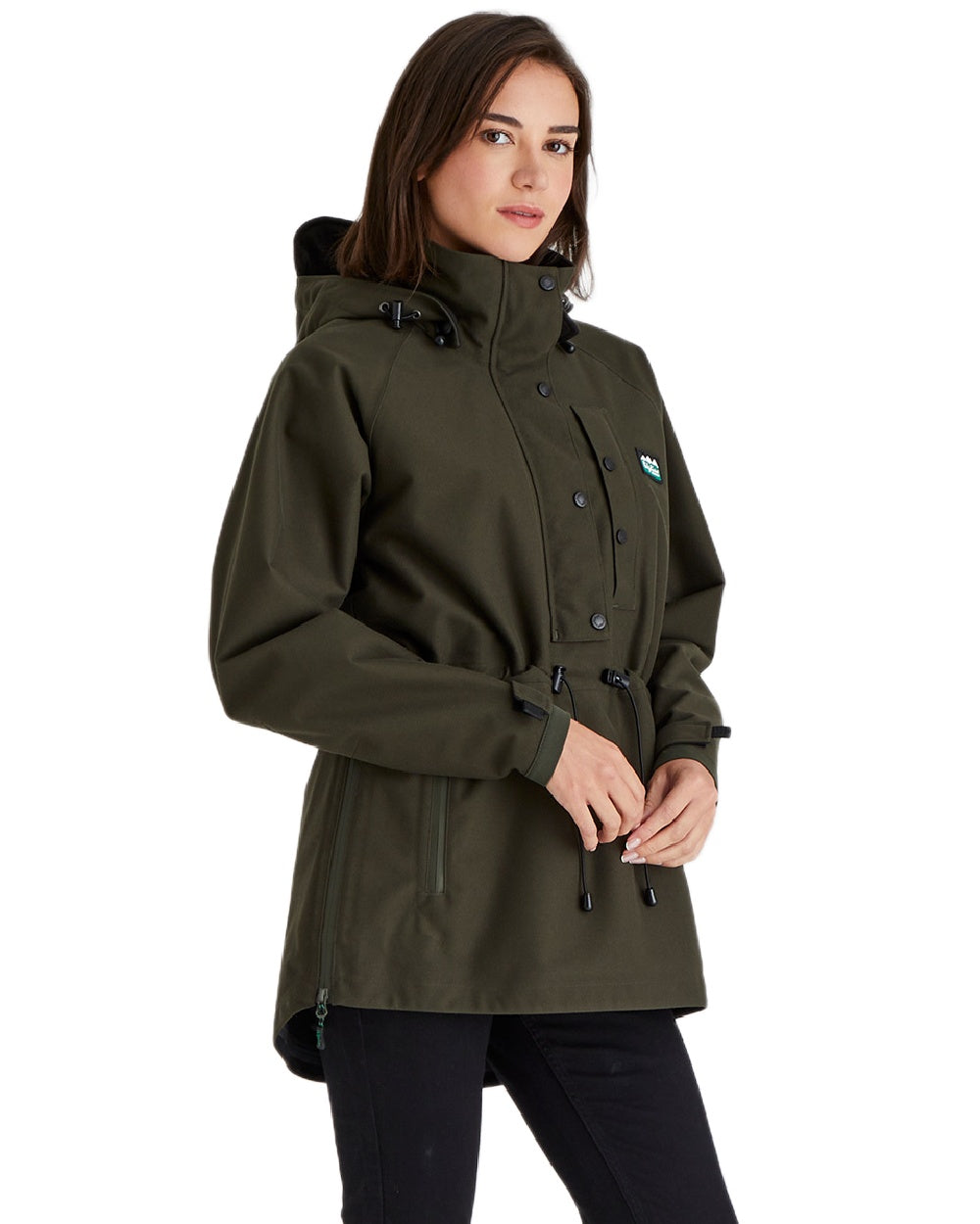 Deep Forest Coloured Ridgeline Ladies Monsoon Waterproof Smock on white background #colour_deep-forest