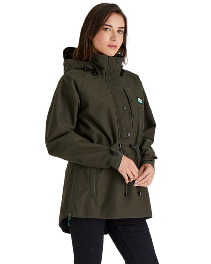 Deep Forest Coloured Ridgeline Ladies Monsoon Waterproof Smock on white background #colour_deep-forest