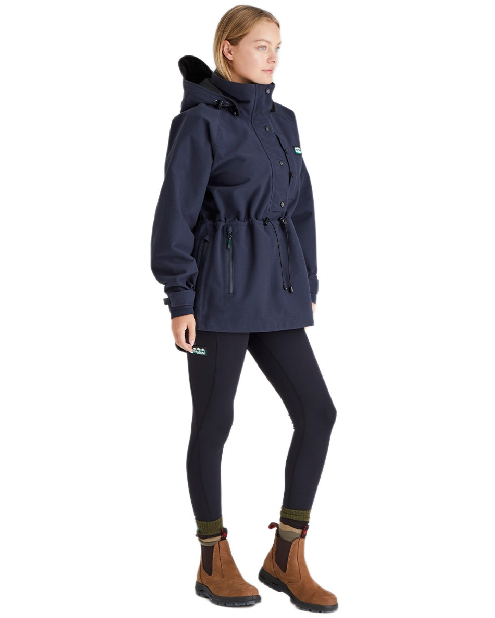 Navy Coloured Ridgeline Ladies Monsoon Waterproof Smock on white background #colour_navy