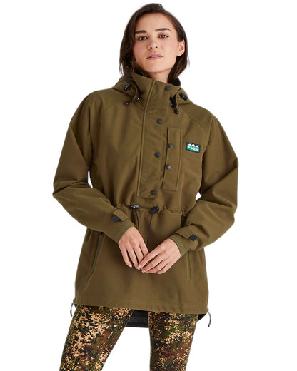 Teak Coloured Ridgeline Ladies Monsoon Waterproof Smock on white background #colour_teak
