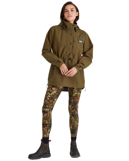 Teak Coloured Ridgeline Ladies Monsoon Waterproof Smock on white background #colour_teak