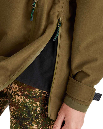 Teak Coloured Ridgeline Ladies Monsoon Waterproof Smock on white background #colour_teak