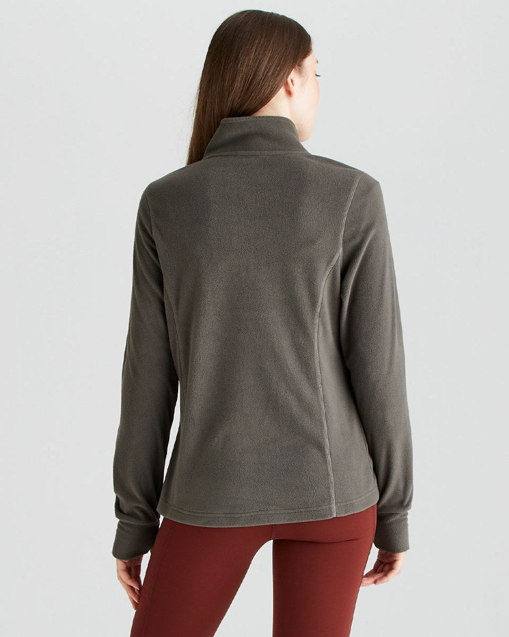 Moss coloured Ridgeline Ladies Narvik Fleece on grey background #colour_moss