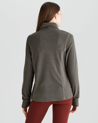 Moss coloured Ridgeline Ladies Narvik Fleece on grey background #colour_moss